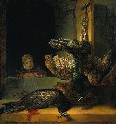 Still life with two Peacocks and a Girl. Rembrandt
